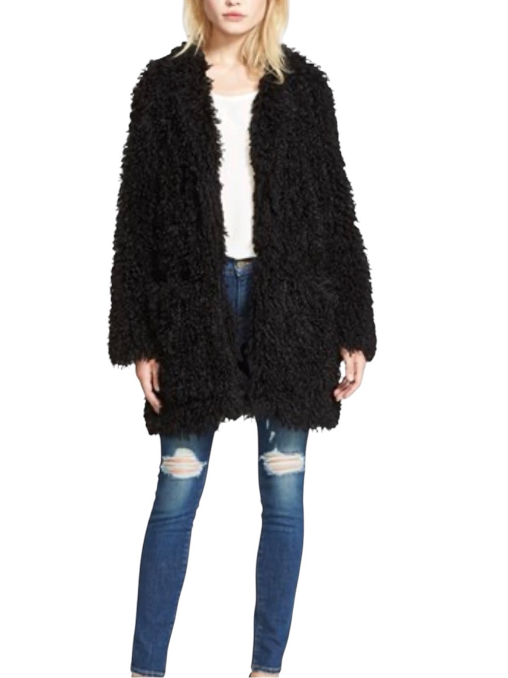 SMYTHE Mongolian Faux Fur Shag Coat M